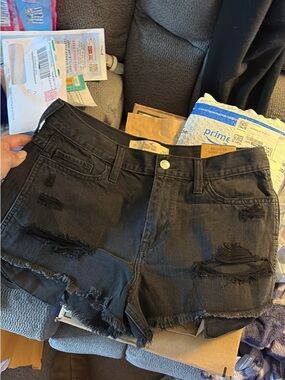 Hollister Black Distressed Cutoff Jean Shorts
